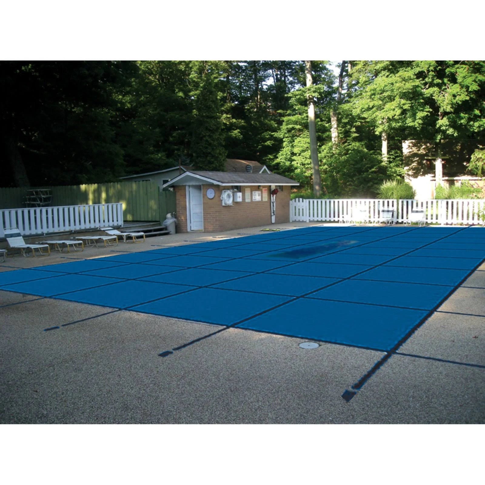 12& x 24& Blue Solid In Ground Pool Cover with Center Drain Panel G241