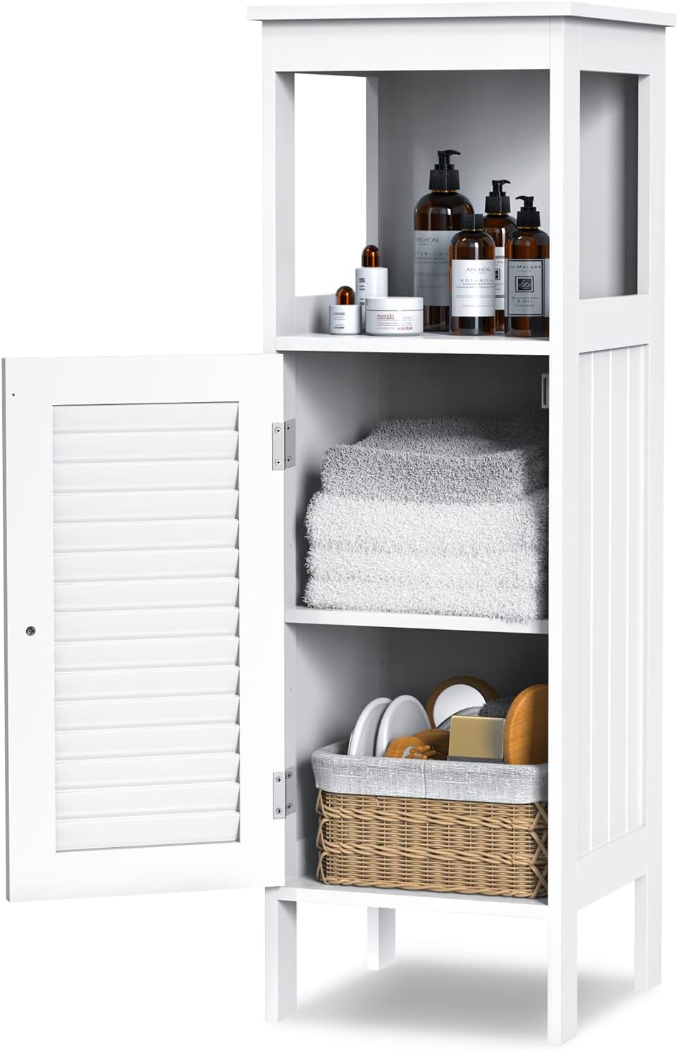 Grey Wooden Bathroom Storage Cabinet with 1 Door & Adjustable Shelf K309827