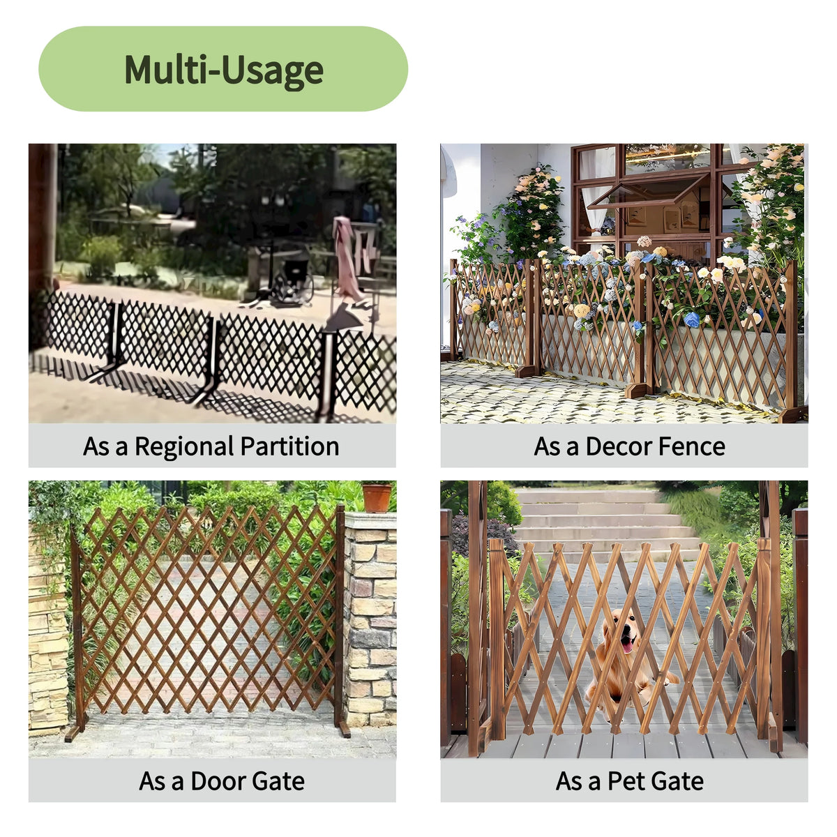 2 Pack Extendable Wood Fence Pet Gate F813