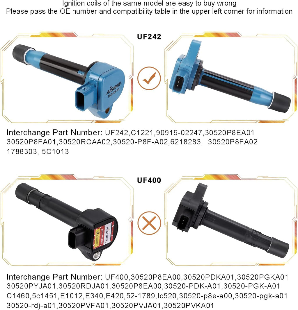 Set of 6 Ignition Coil Pack Compatible with Accord Odyssey 3.0L 3.2L 3.5L V6 TL,CL RL LX EX V6 Vue D142845