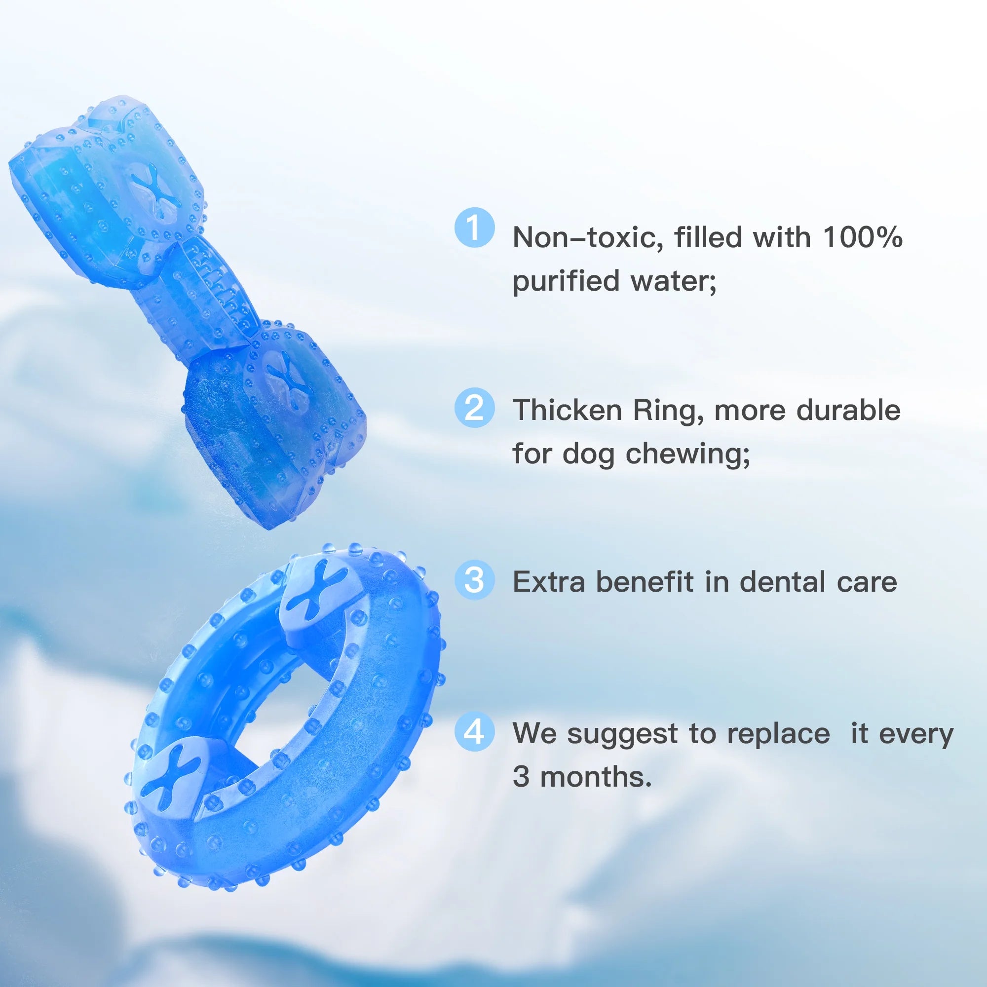 Pet Teether Cooling Chew Toy Pack of 2 (Ring and Bone) K929930
