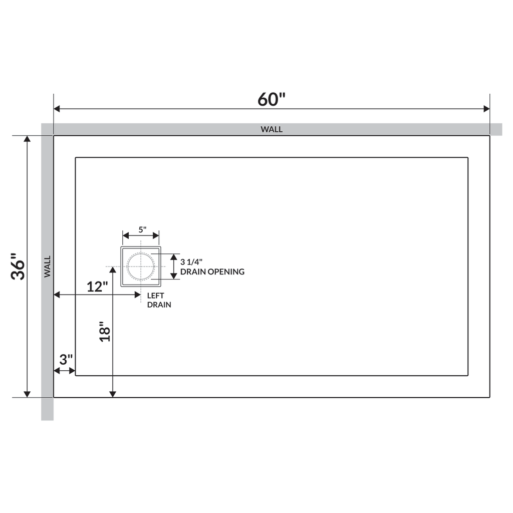 Shower Base Pan with Right/Left Drain Q4224
