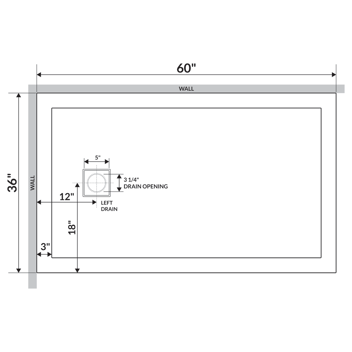 Shower Base Pan with Right/Left Drain Q4224