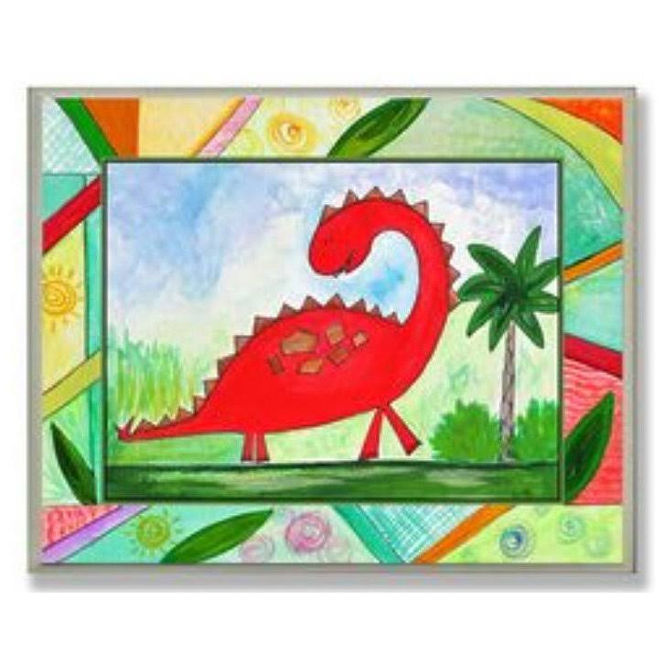 Red Dinosaur Rectangle Wall Plaque B26610