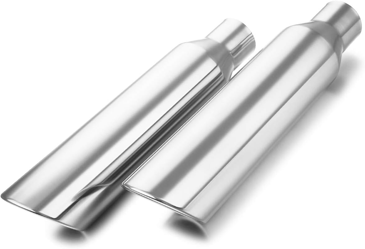Black Coated Stainless Steel Exhaust Tip 2.5" Inlet to 4" Outlet 17" Long Pack of 2 F641