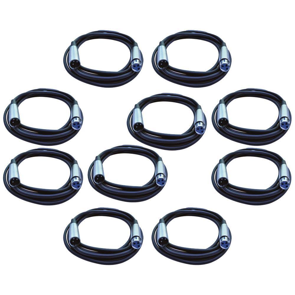10 Pack 10 Foot DMX Cables XLR 3 Pin G788092
