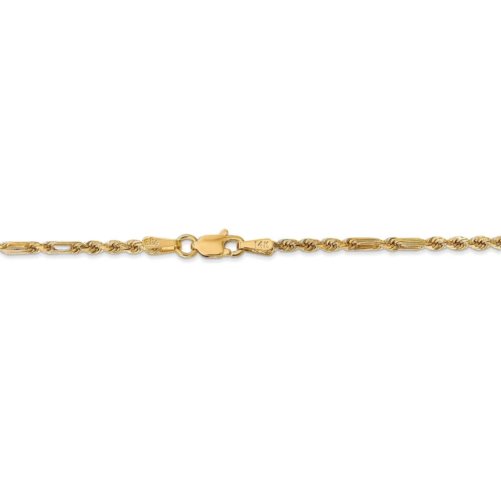 14kt Yellow Gold Diamond Cut Milano Rope Chain 18 inch Lobster Clasp V773868