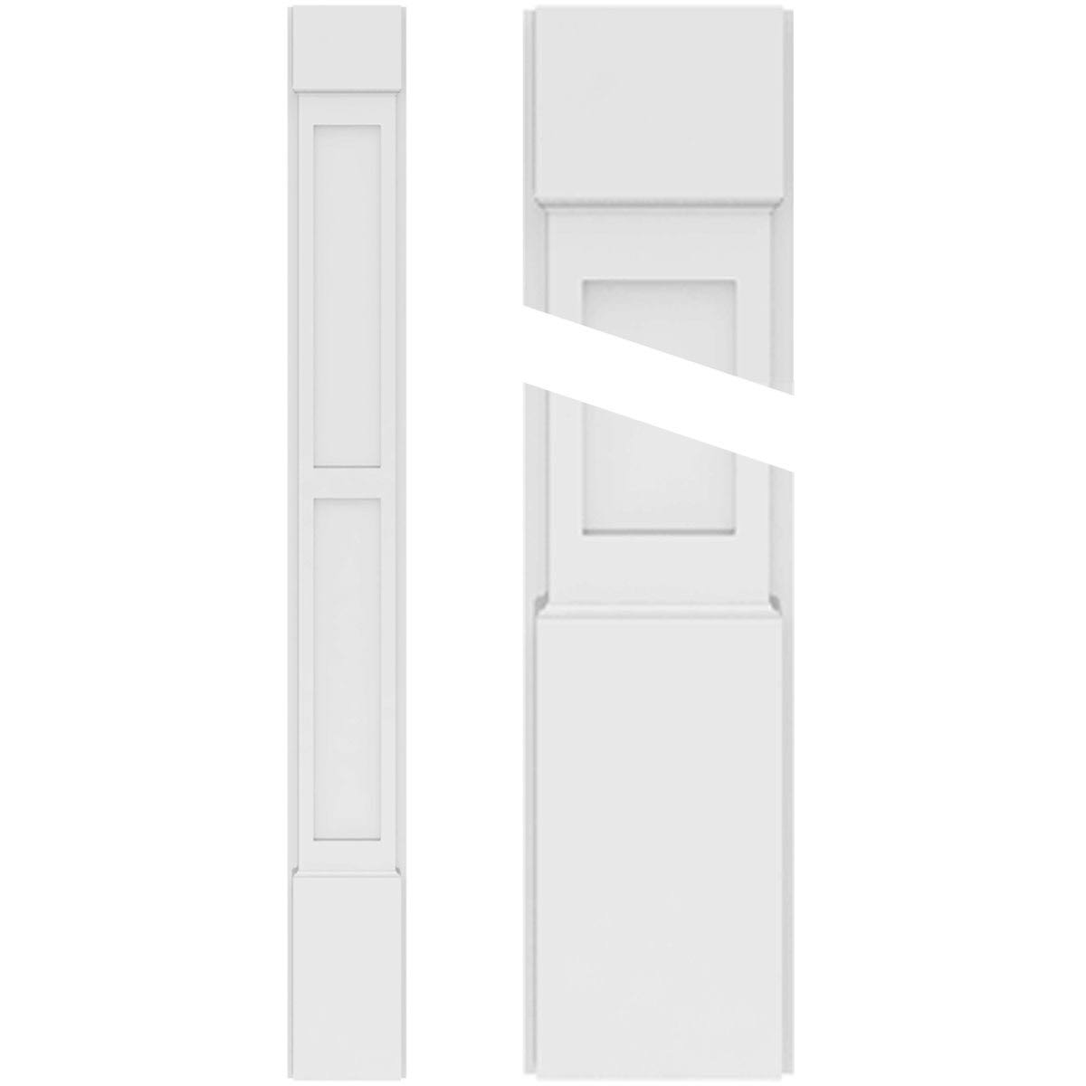 8x22W x 60x22H x 2x22P Two Equal Flat Panel PVC Pilaster with Standard Capital and Base (Pair) V1030