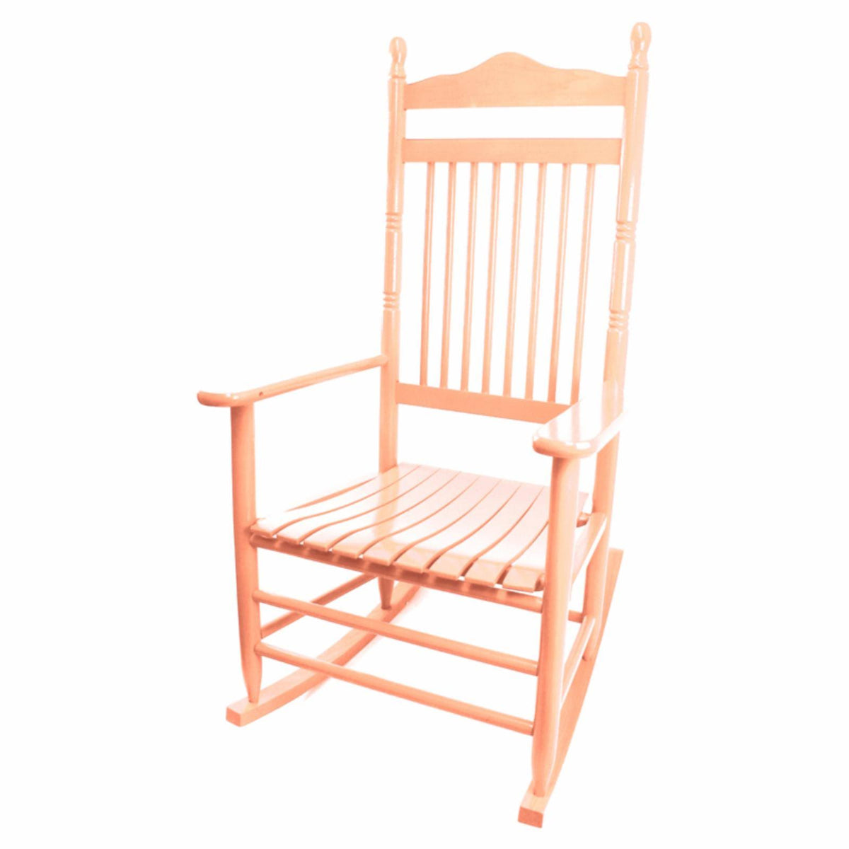 Coastal Peach Orange Wood Rocking Chair W114