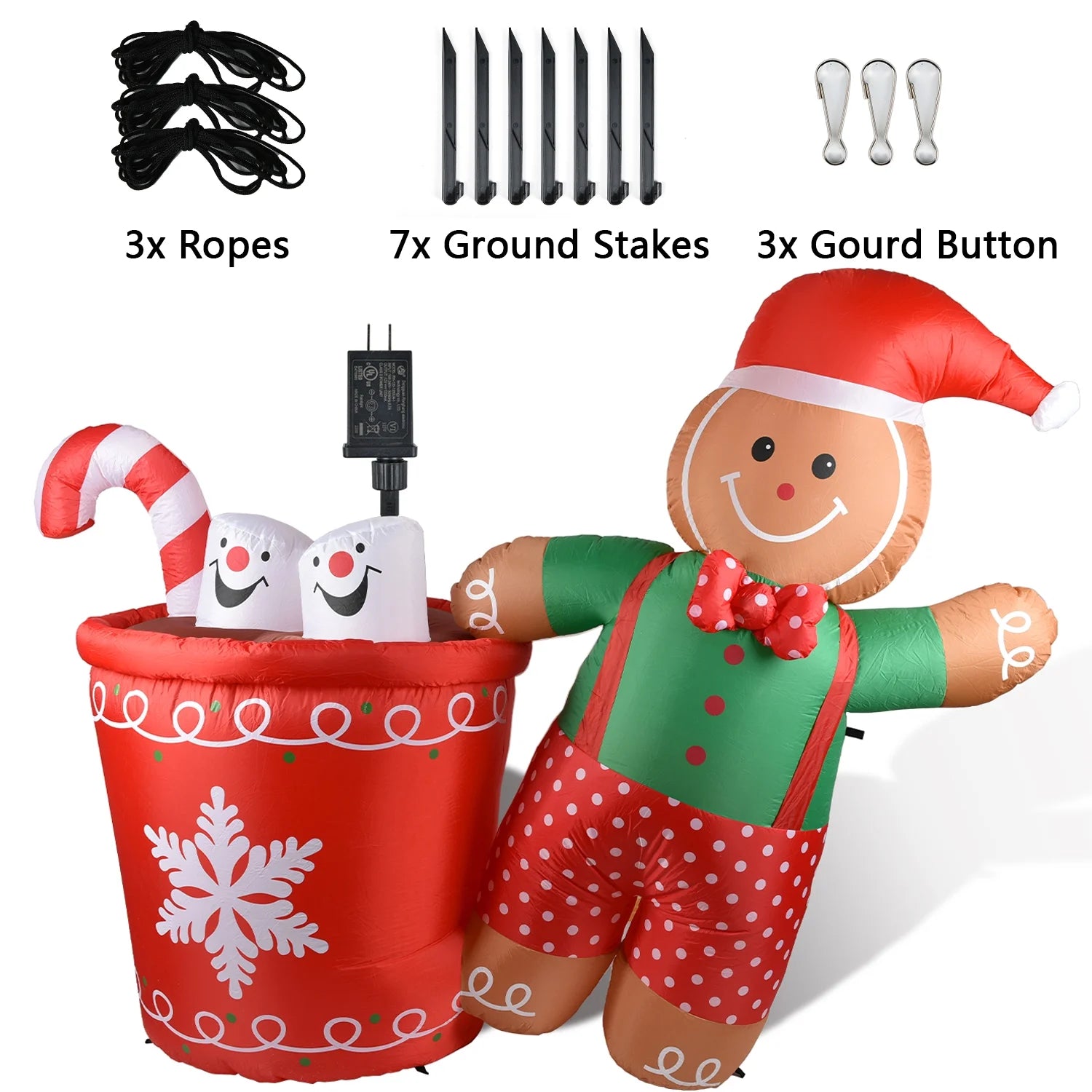 5.9ft Christmas Inflatable Gingerbread Man with LED Lights L12810