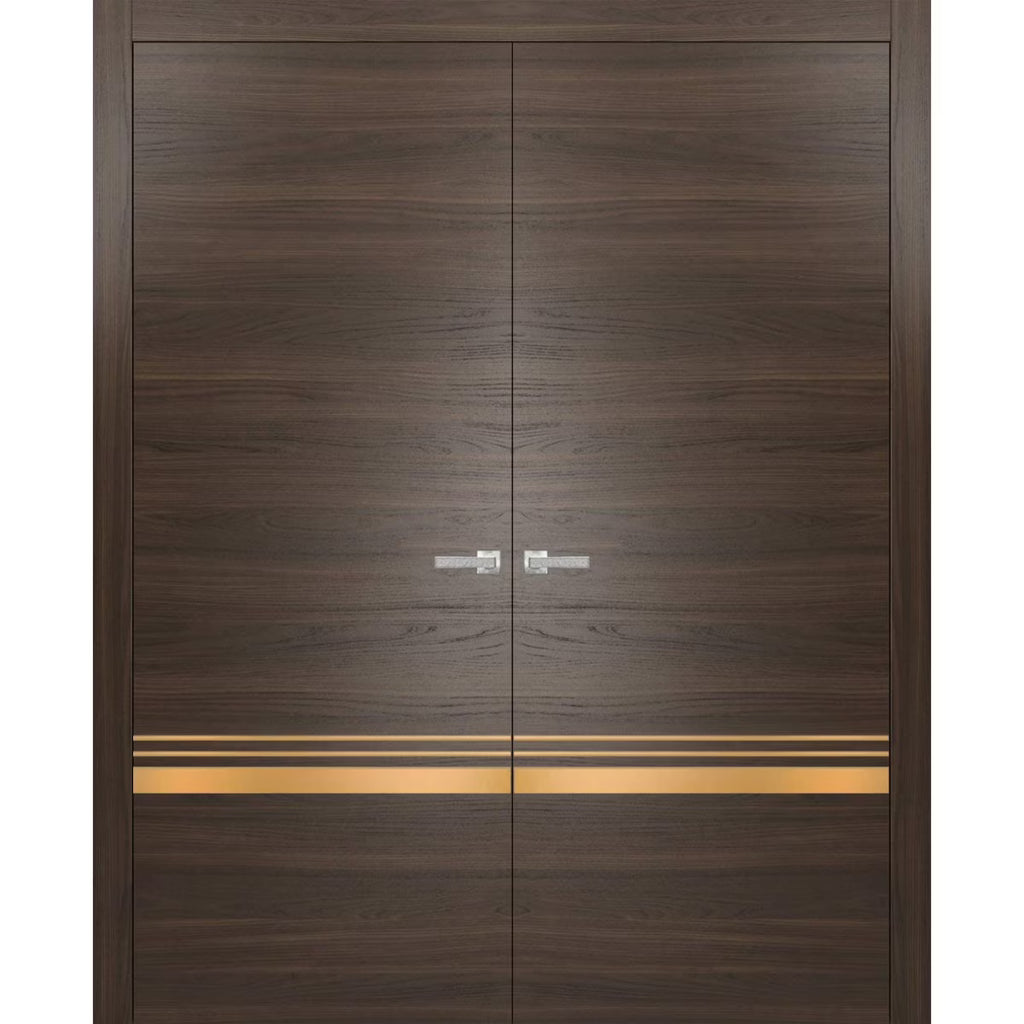 Solid French Double Doors 48 x 84 inches Wood with Frosted Glass F511380