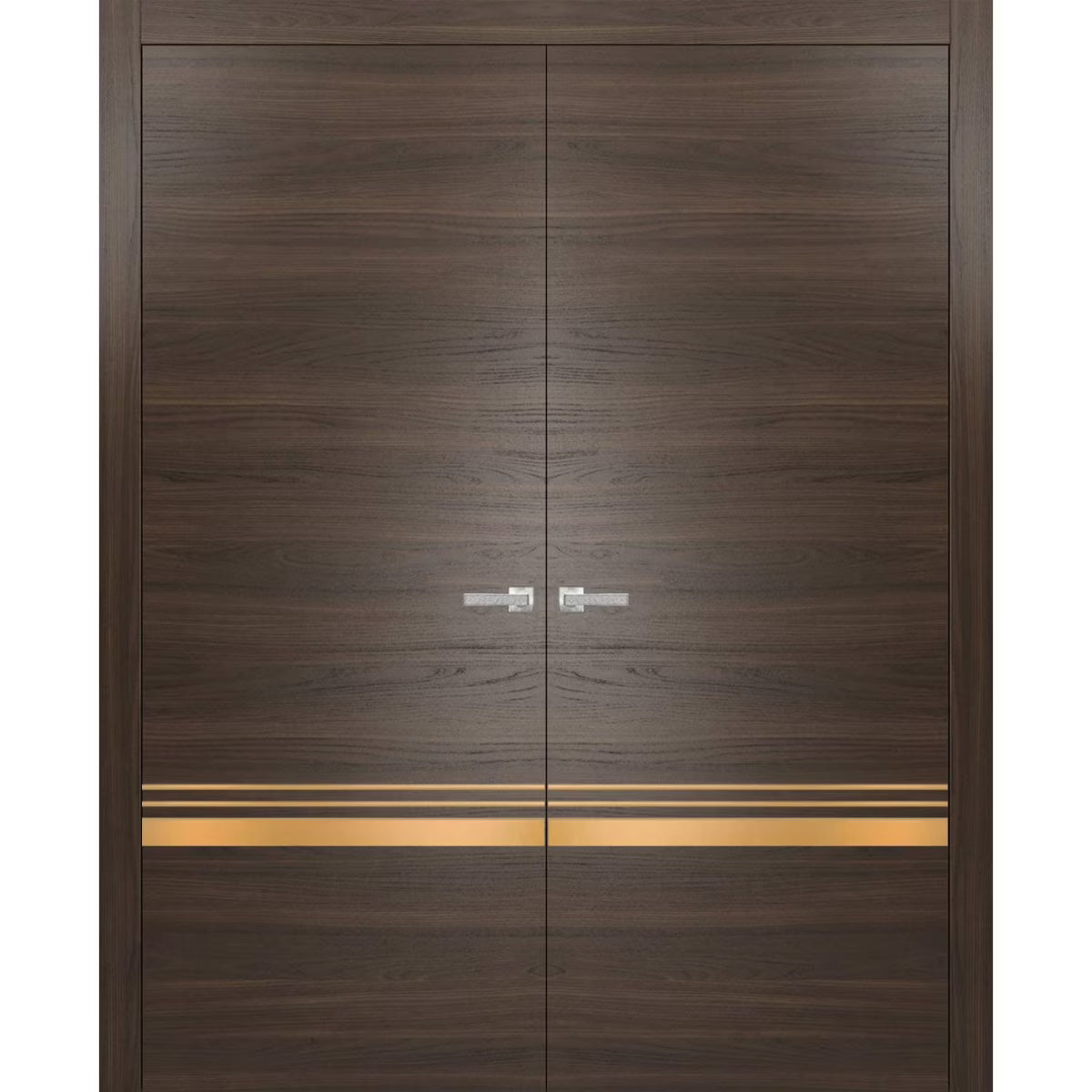 Solid French Double Doors 48 x 84 inches Wood with Frosted Glass F511380