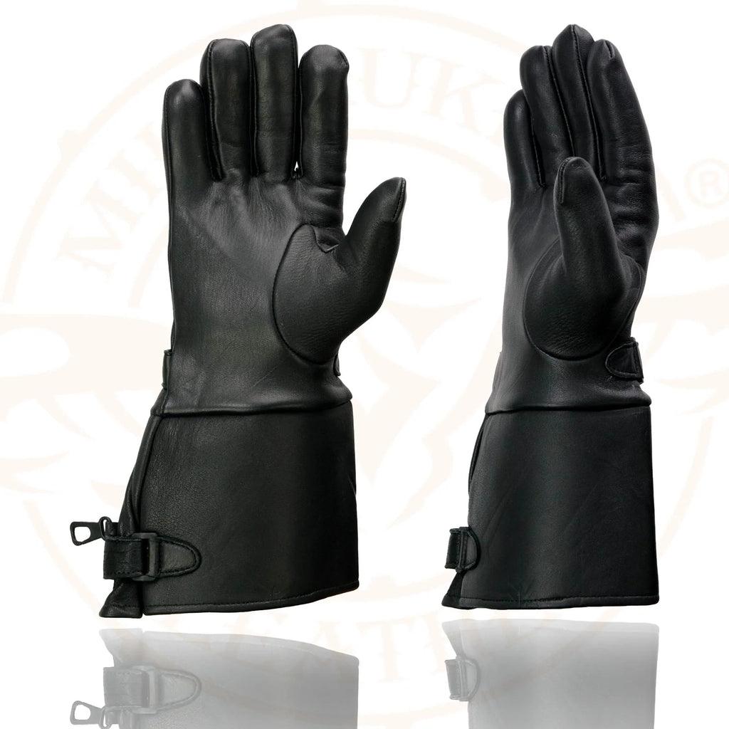 Deerskin Gauntlet Motorcycle Gloves with Snap Closure Thermal Lined O8535