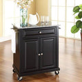Black Portable Kitchen Cart with Granite Top F310045