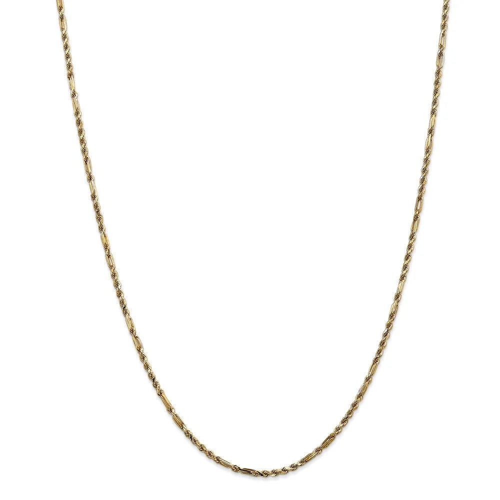 14kt Yellow Gold Diamond Cut Milano Rope Chain 18 inch Lobster Clasp V773868