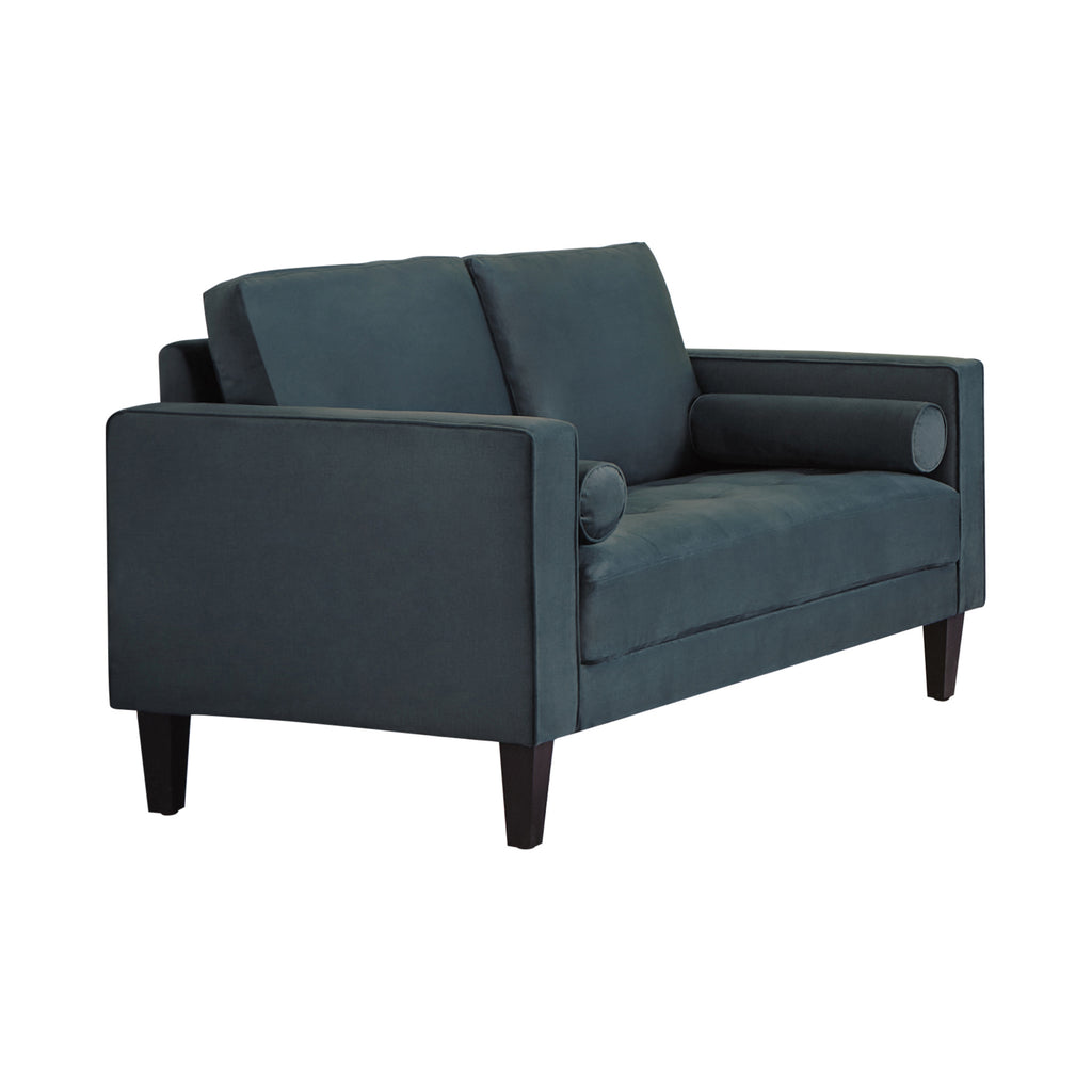 Dark Teal Cushion Back Upholstered Loveseat Q7338