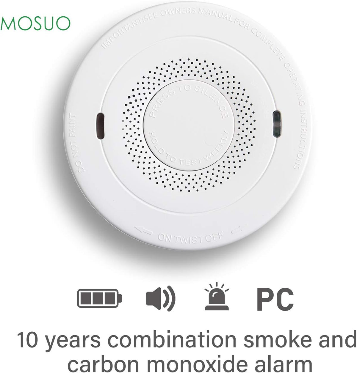 Smoke and Carbon Monoxide Detector Alarm, 10-Year Battery, Dual Sensor P474