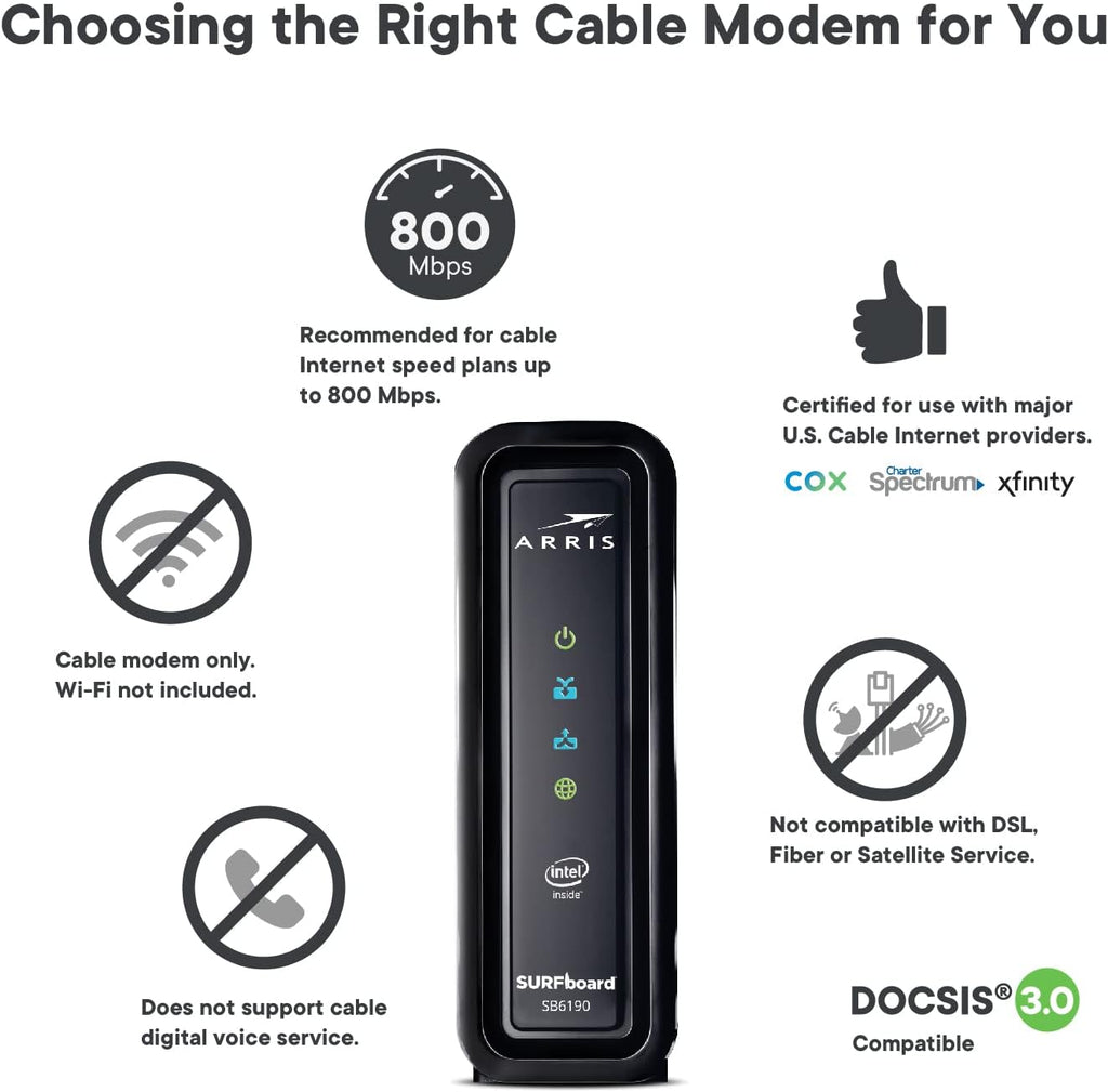 Cable Modem, Black, 800 Mbps B586