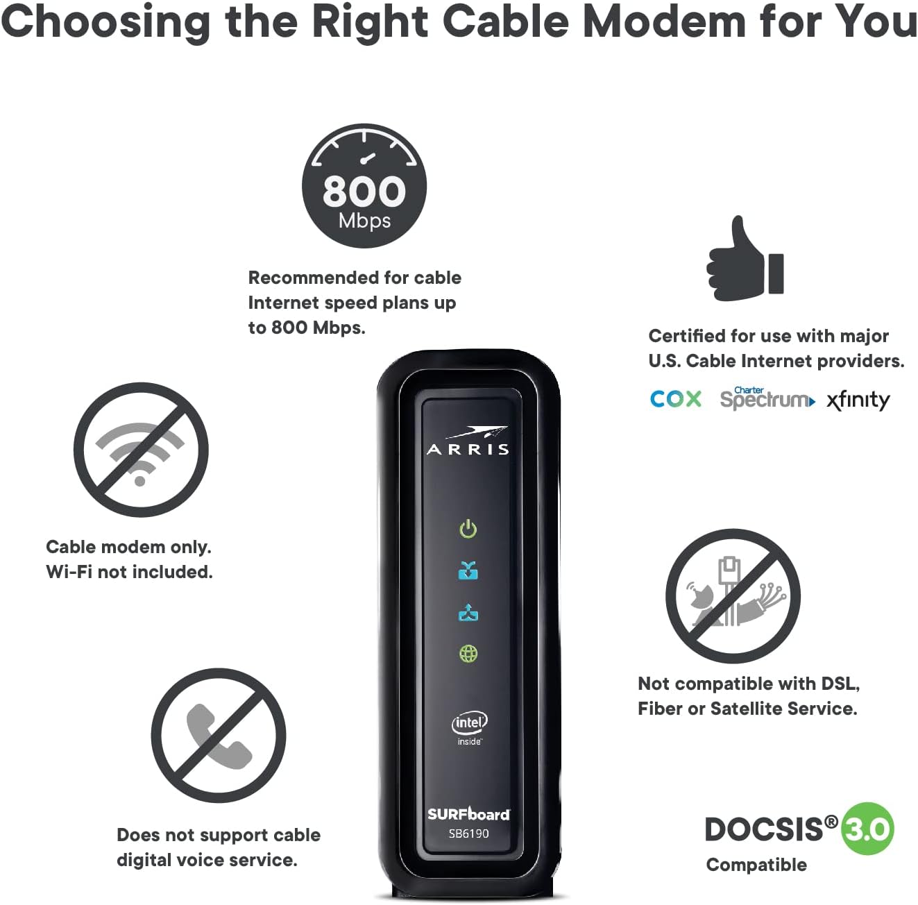Cable Modem, Black, 800 Mbps B586