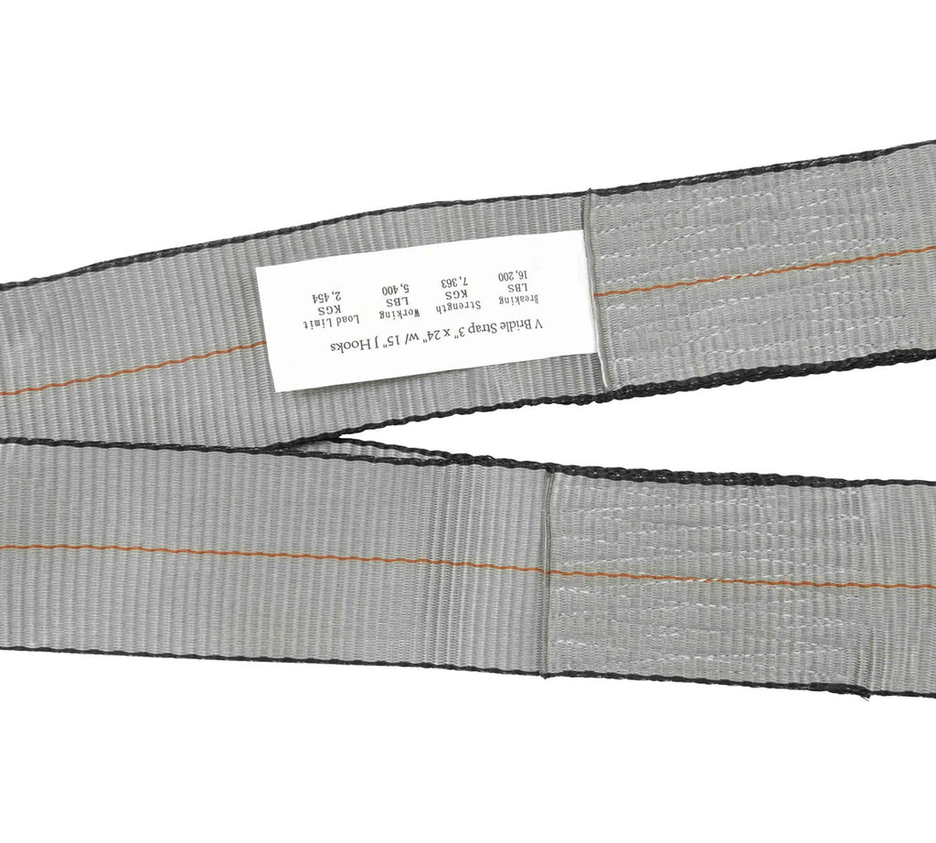 (2 Pack) Tow Straps V Bridle 3" x 24" w/ 15" Long Shank J Hooks 5400 lbs Working Load Y367819