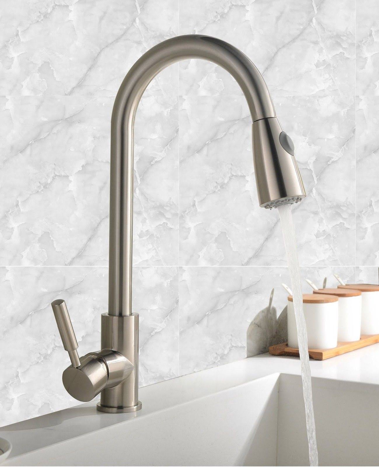 Commercial Stainless Steel Single Handle Pull Down Sprayer Kitchen Faucet D83613