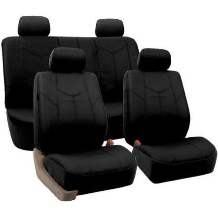 Gray Faux Leather Car Seat Covers Full Set F143290