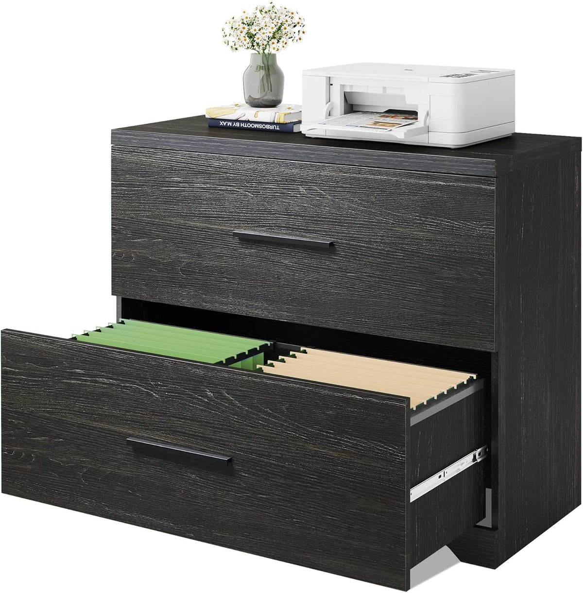 Gray Oak 2 Drawer Wood Lateral File Cabinet S50166