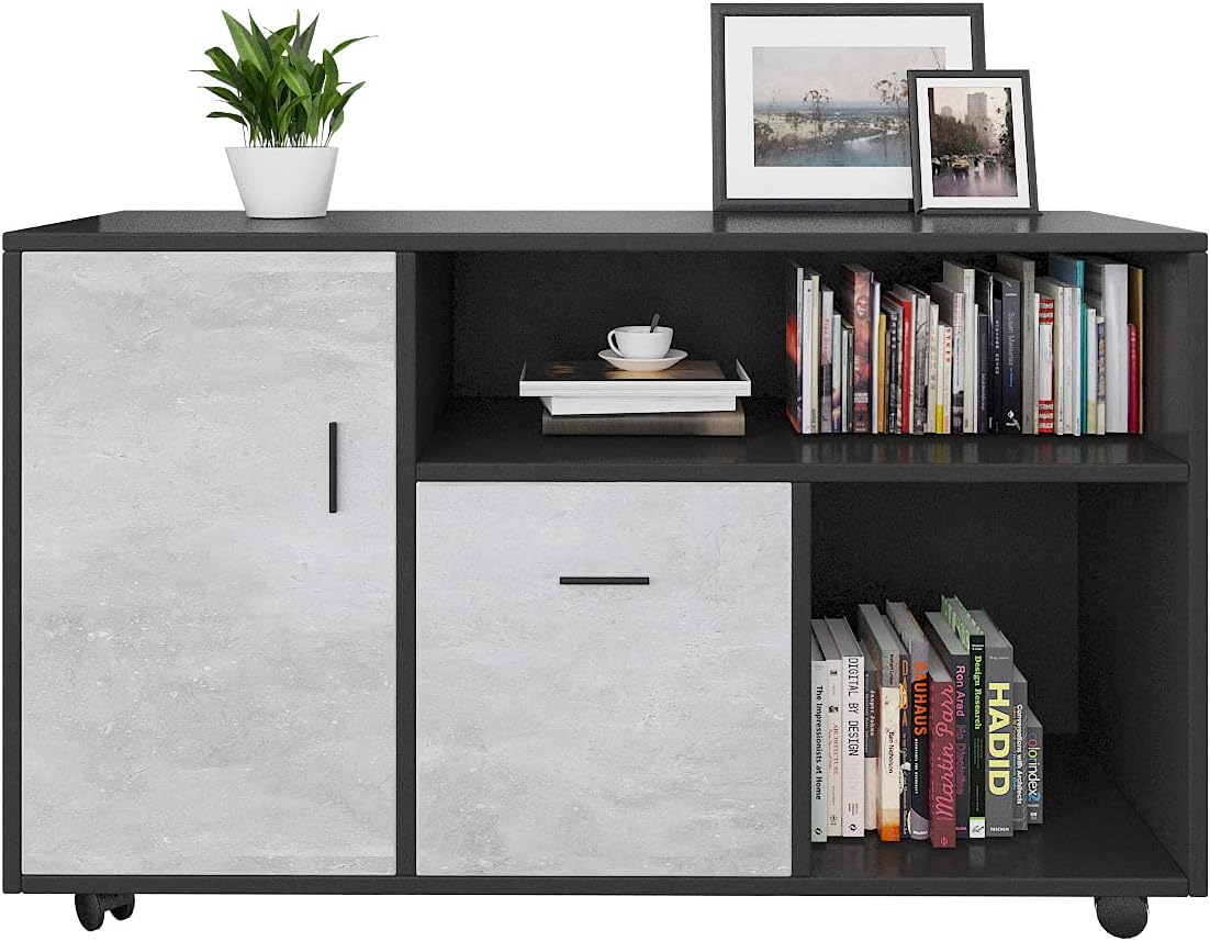 Black 2-Drawer Wood File Cabinet with Lock Pack of 2 P2837