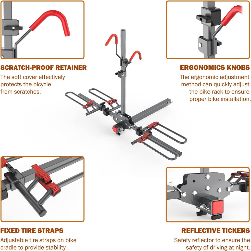 Hitch Mounted Foldable 2-Bike Rack Platform Style Carrier H10730