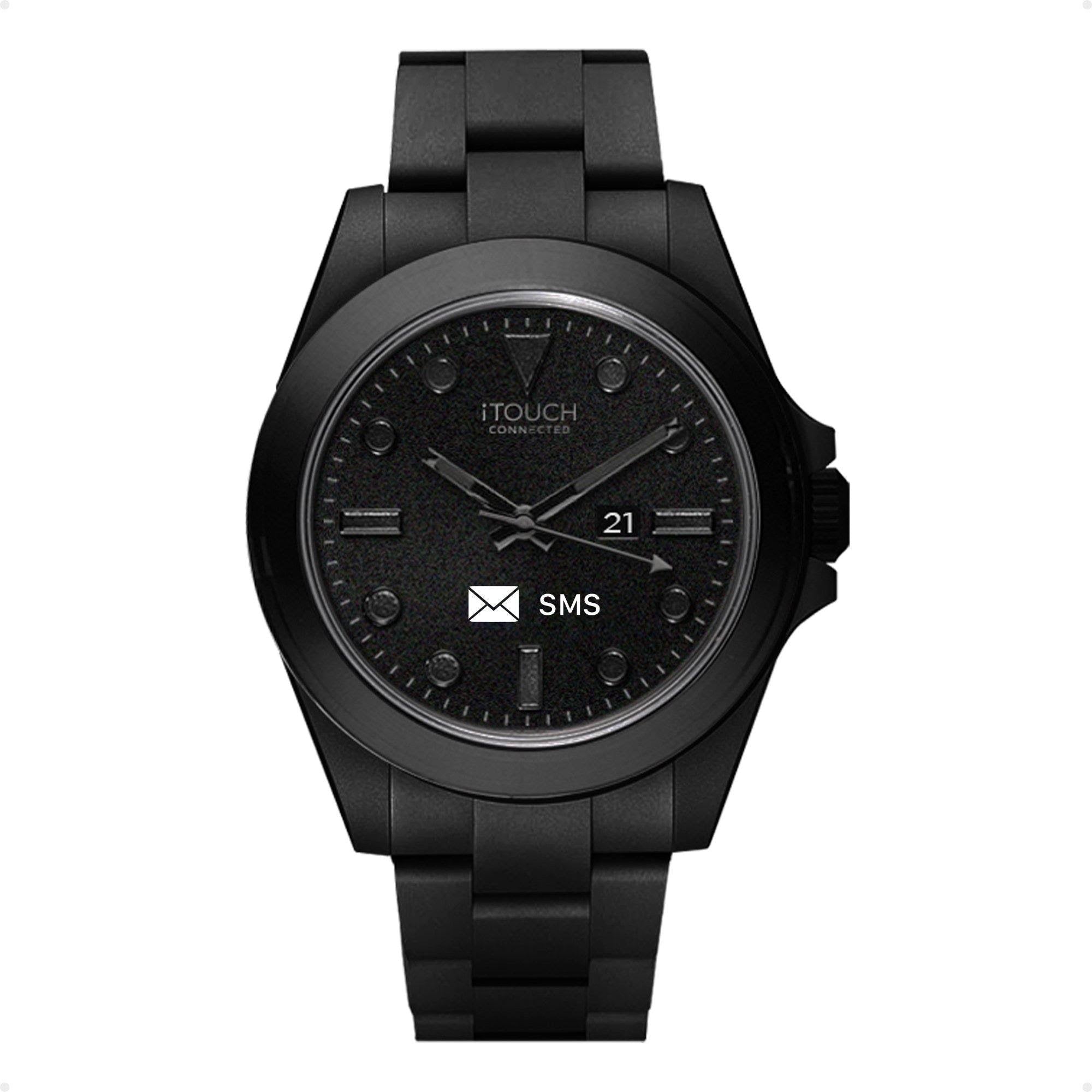 Black Hybrid Smartwatch Fitness Tracker with Black Acrylic Strap S2207