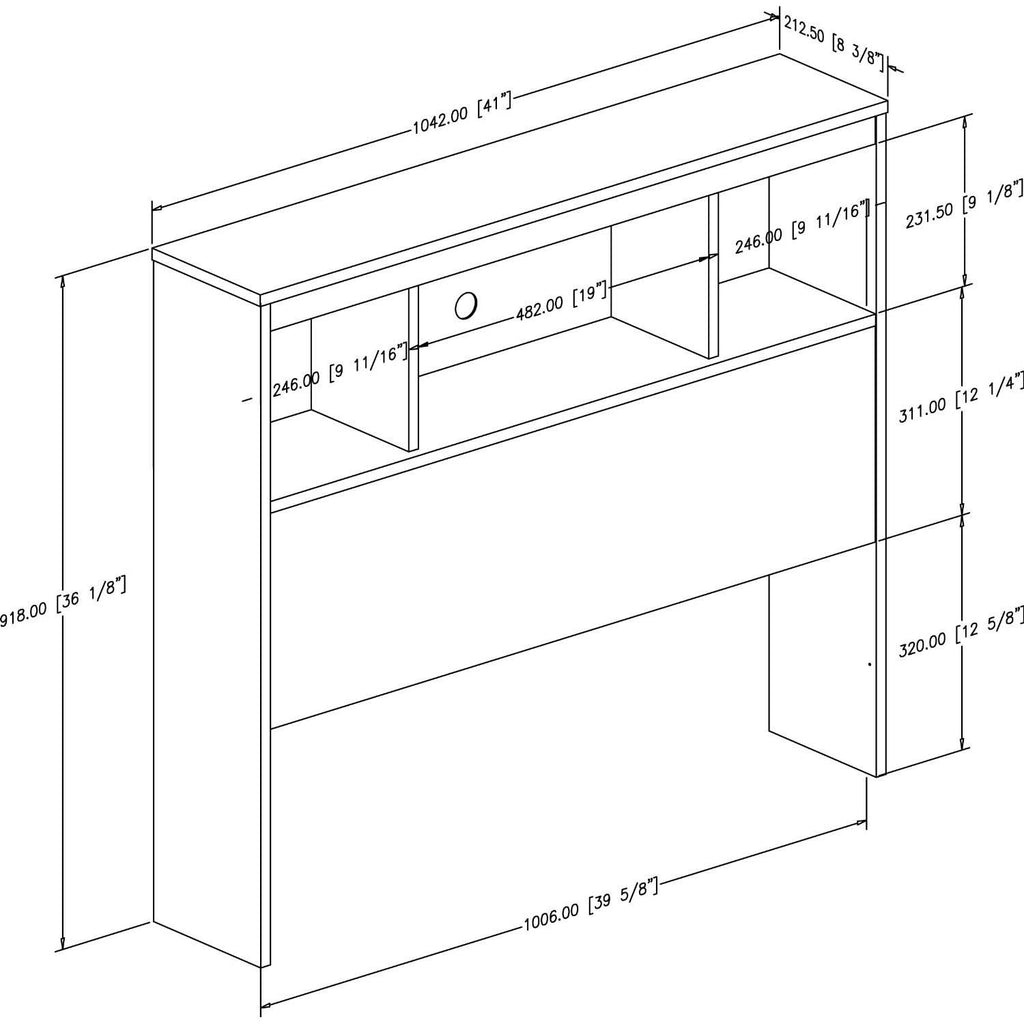 Twin-size Bookcase Headboard in Black Finish J904394
