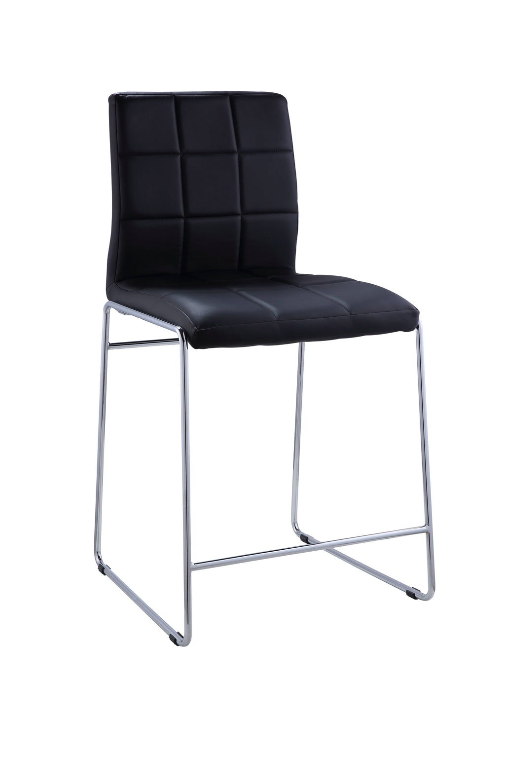Black PU Chrome Counter Height Chair Set of 2 M252
