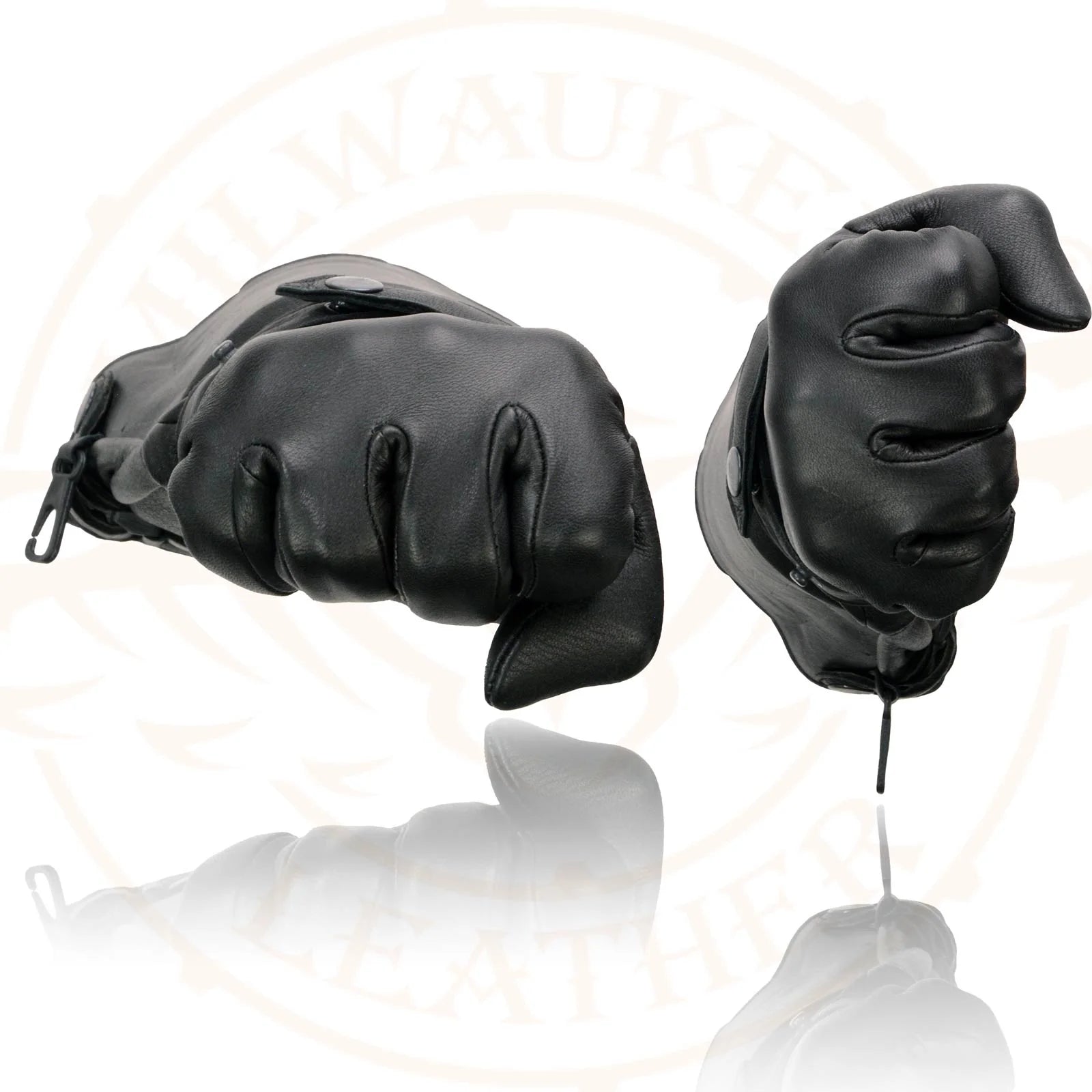 Deerskin Gauntlet Motorcycle Gloves with Snap Closure Thermal Lined O8535