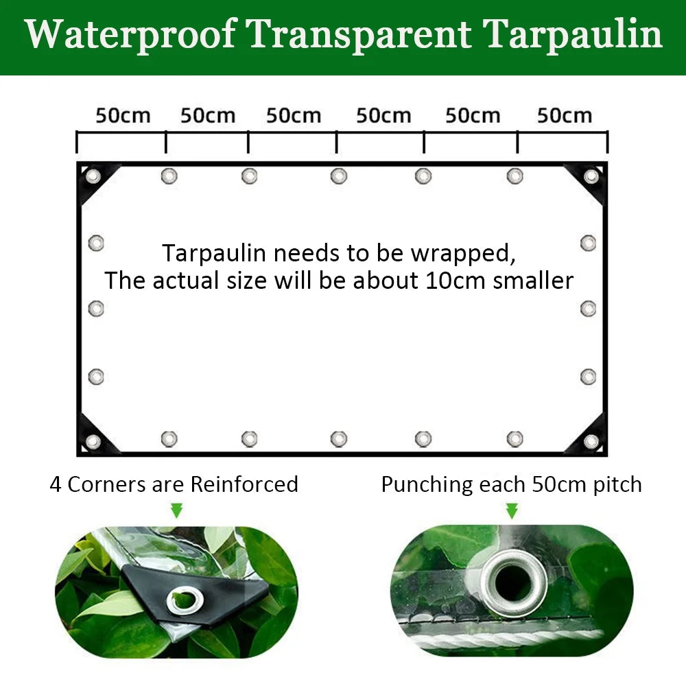 Clear Tarps Heavy Duty PVC Vinyl 13.8 Mil Tarpaulin with Metal Grommets Z58067