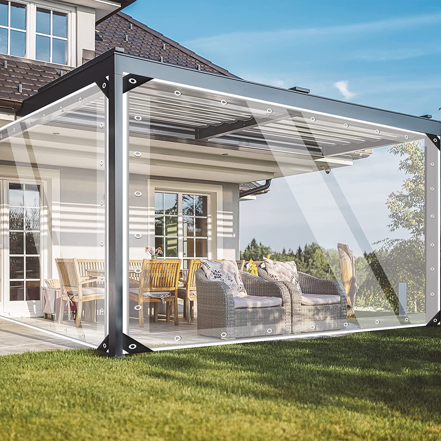Clear Tarps Heavy Duty PVC Vinyl 13.8 Mil Tarpaulin with Metal Grommets Z58067