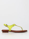Yellow Metallic Plate Ankle Strap Round Toe Leather Thong Sandals 9.5 M W559