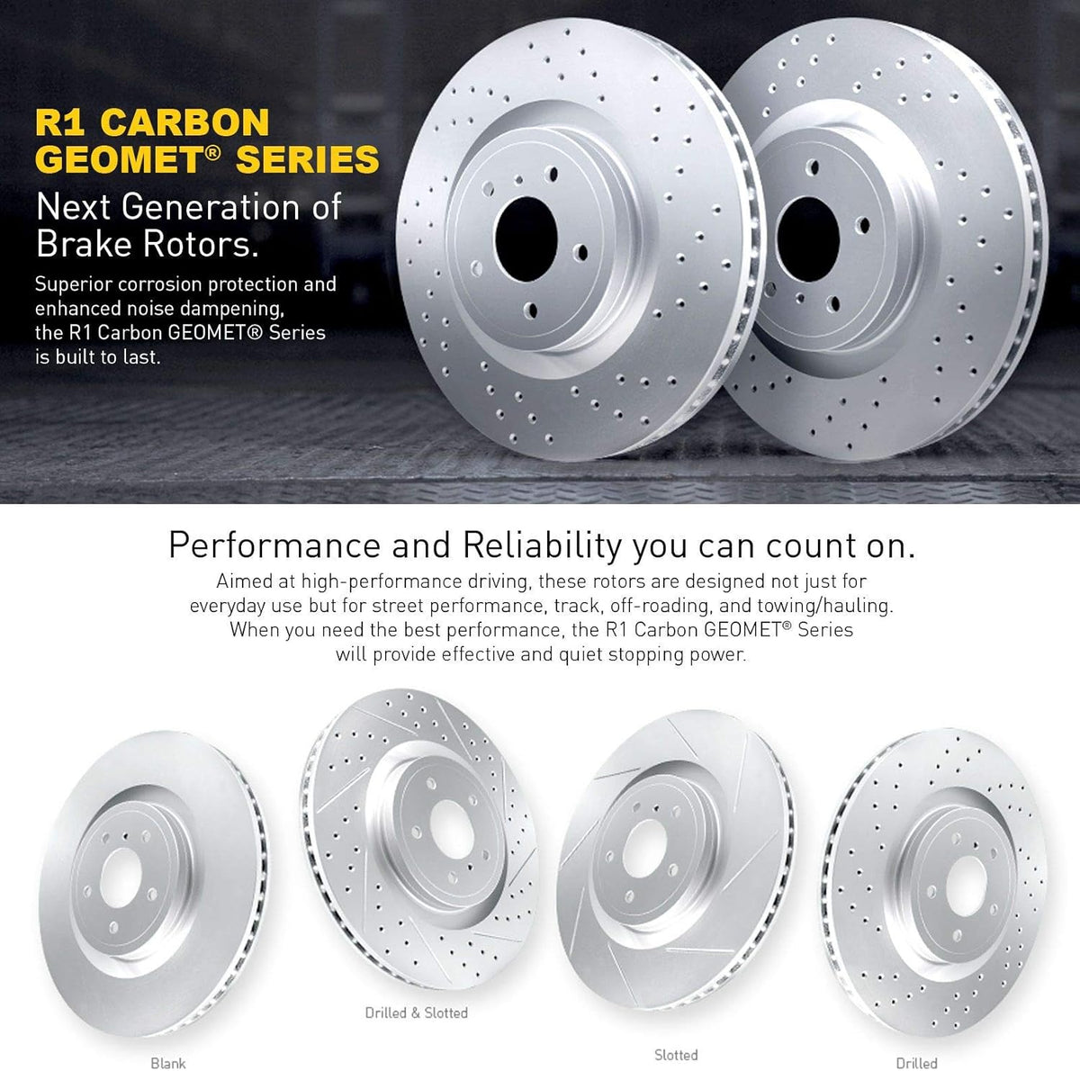 Front Brake Rotors Drilled with Ceramic Brake Pads L9432
