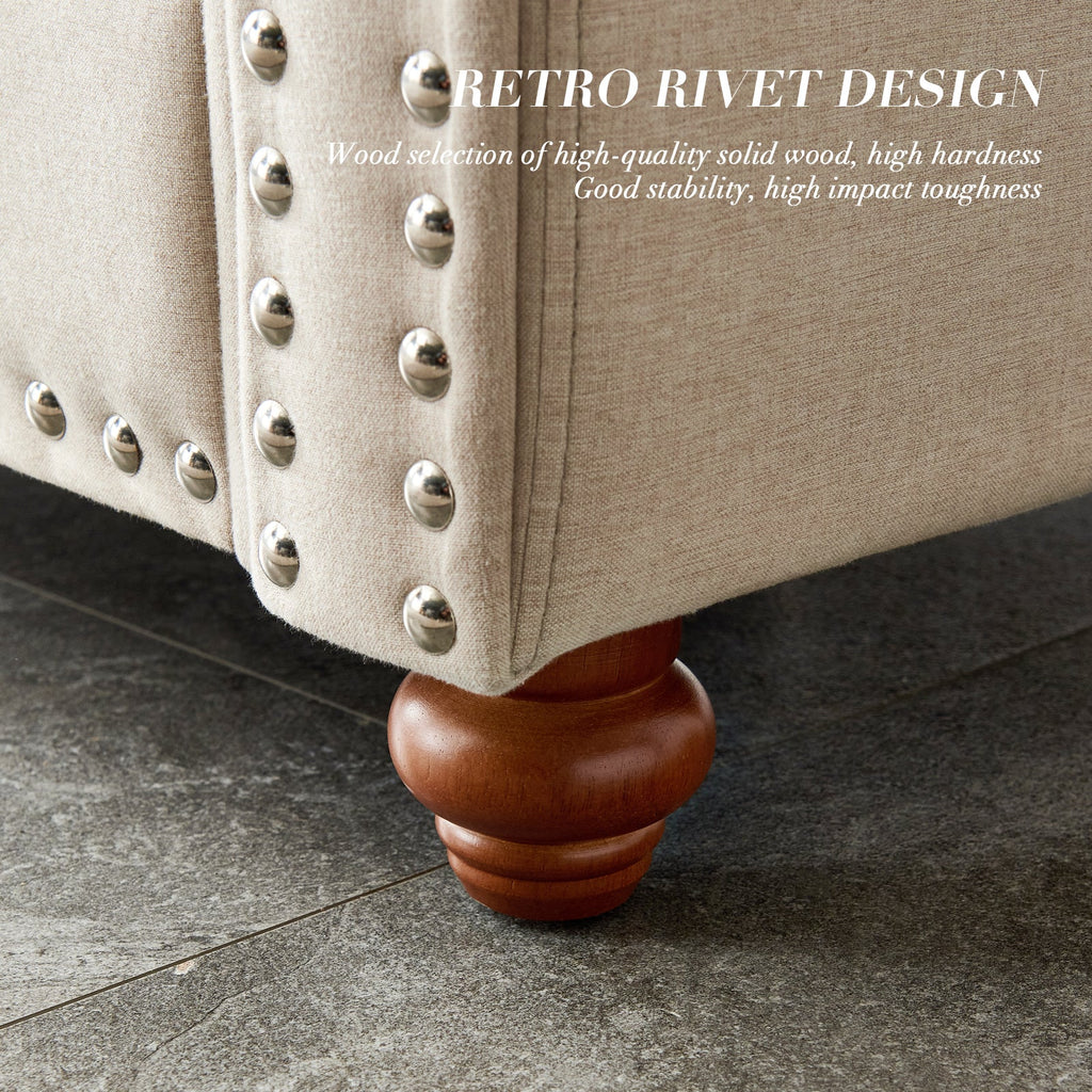 Beige Linen Sofa with Storage X3969