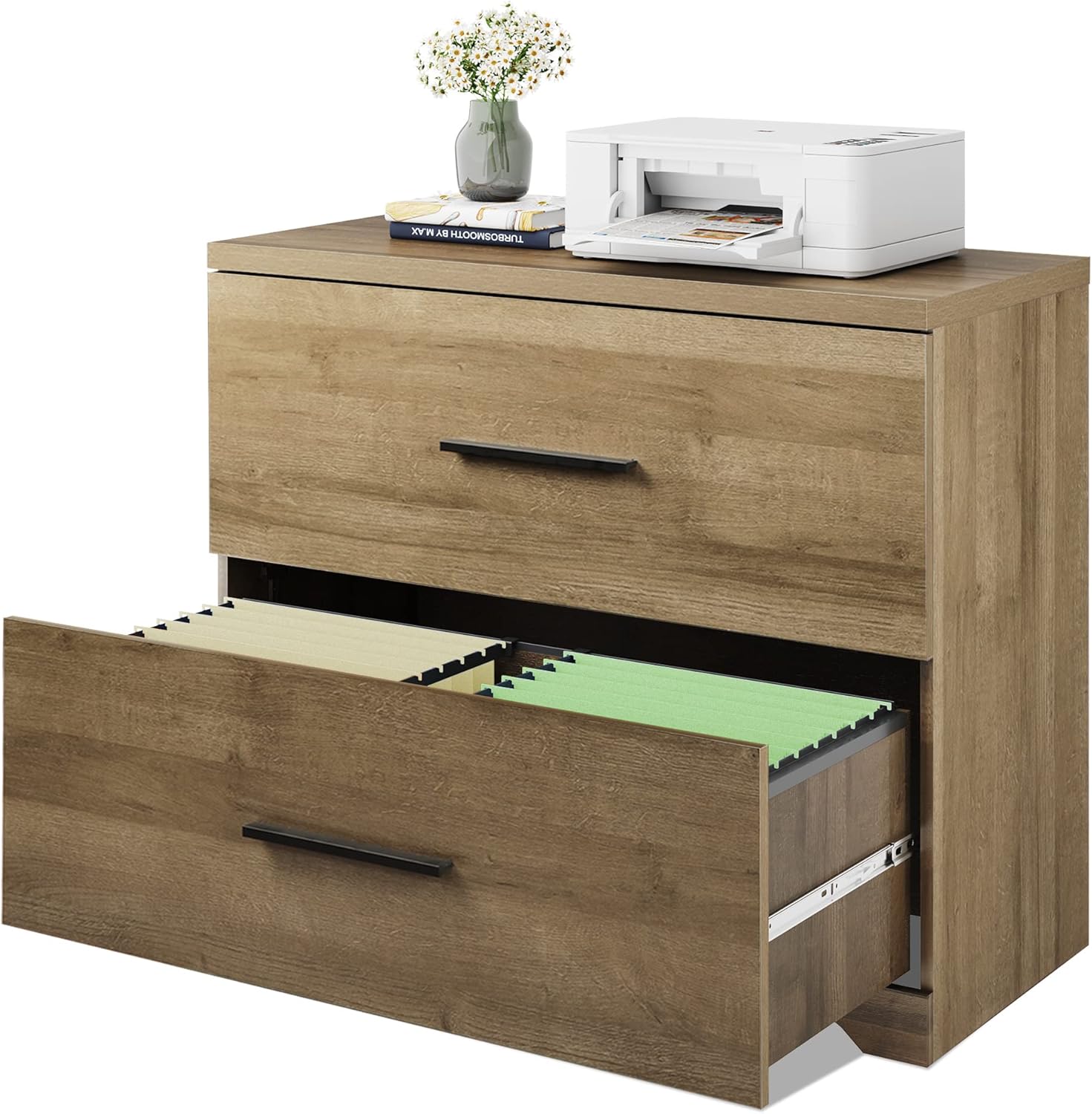 Gray Oak 2 Drawer Wood Lateral File Cabinet S50166