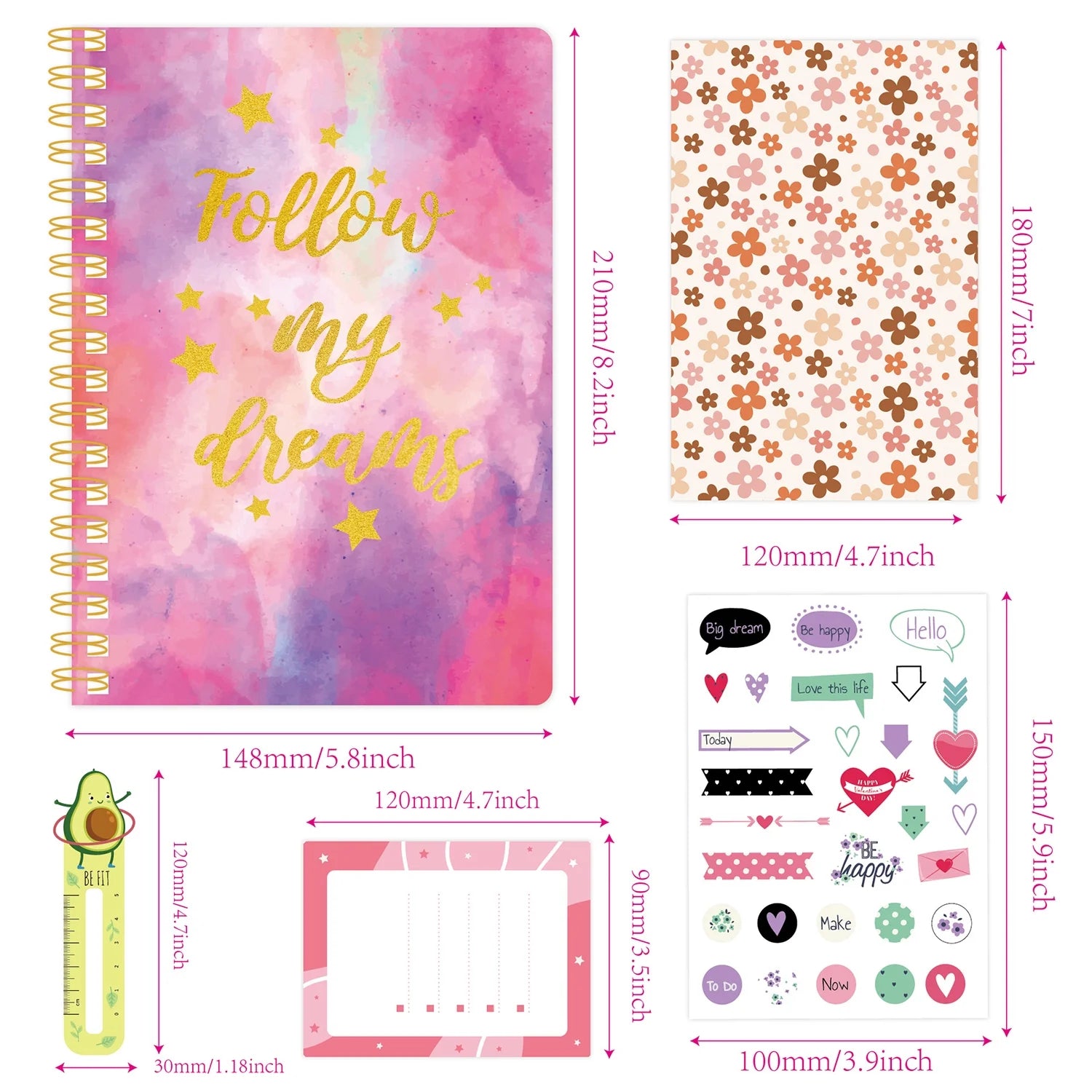 DIY Journal Kit for Girls, Journaling Arts Craft Kit, Scrapbook & Diary Supplies Set Q170275