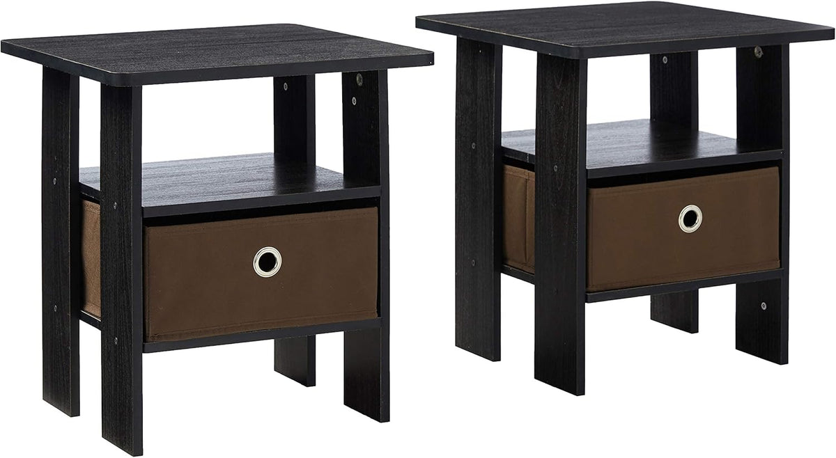 Set of 2 Table with Bin Drawer & 1 Table with Bin Drawer Americano/Medium Brown T8261