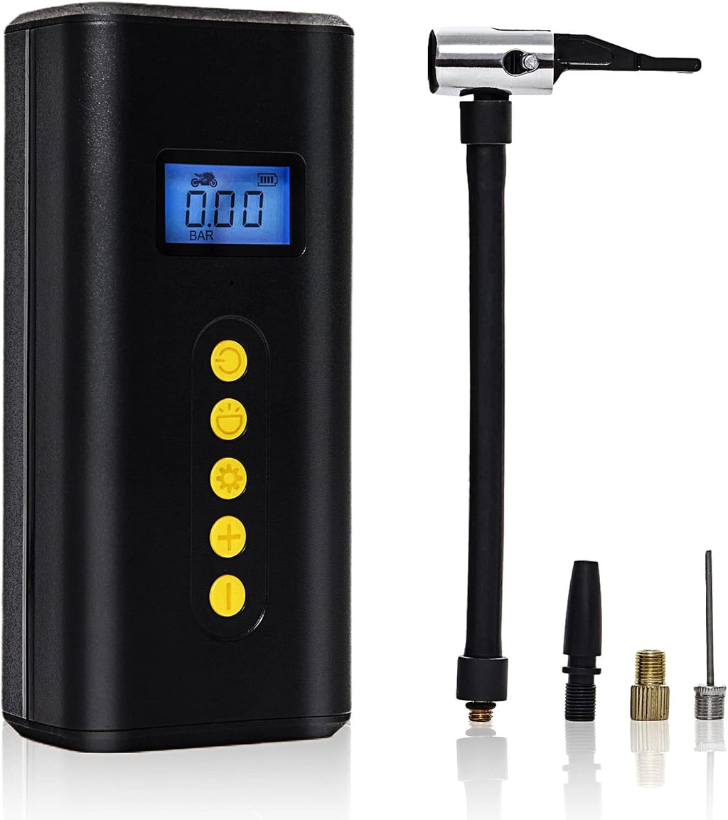 Portable Tire Inflator 150PSI Electric Tire Pump Rechargeable Air Compressor with LED Lights, Power Bank, Black Pack of 2 J978