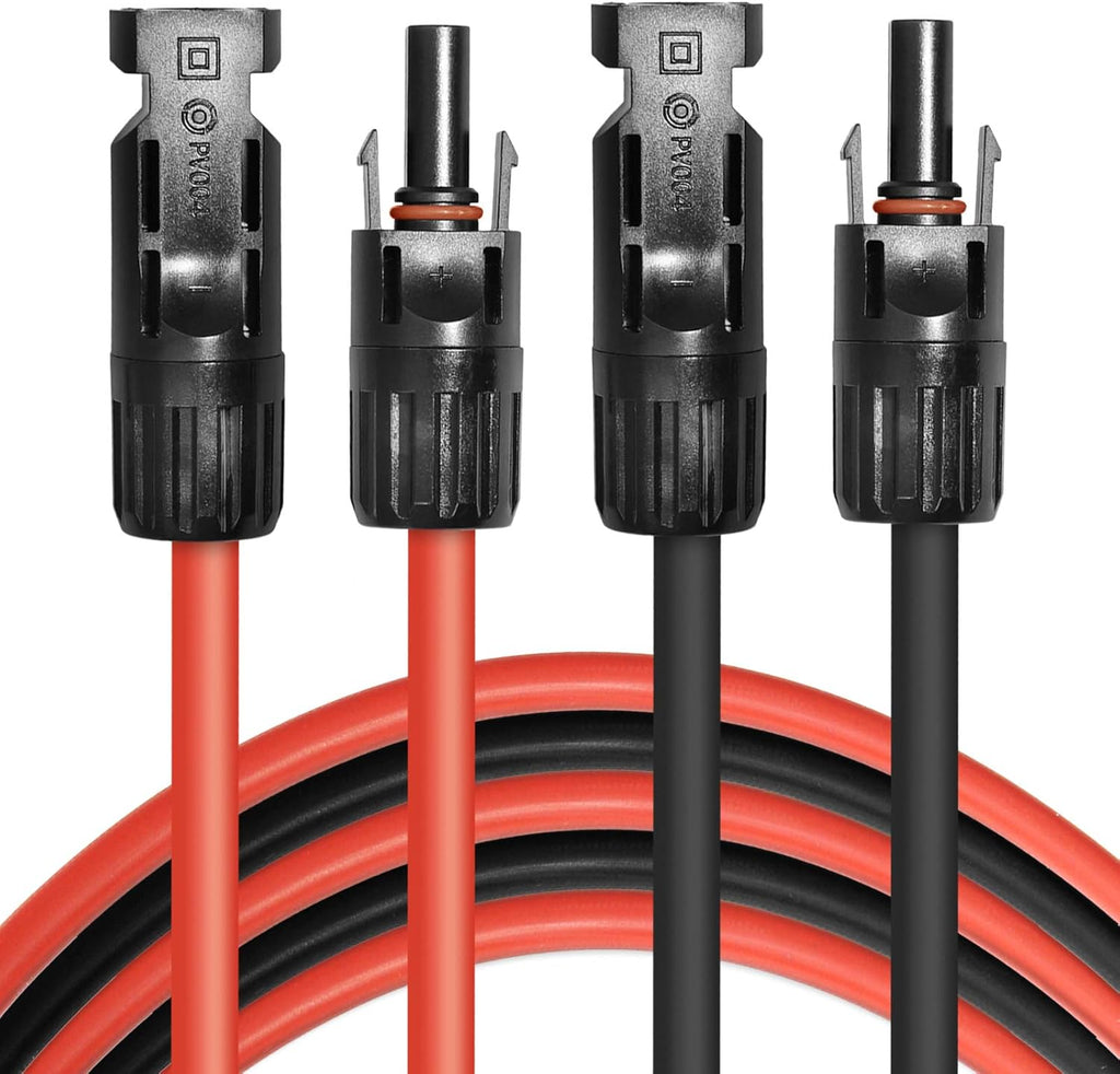 30FT Black Red 10AWG Solar Panel Extension Cable with Female and Male Connector, Set of 2 P39399