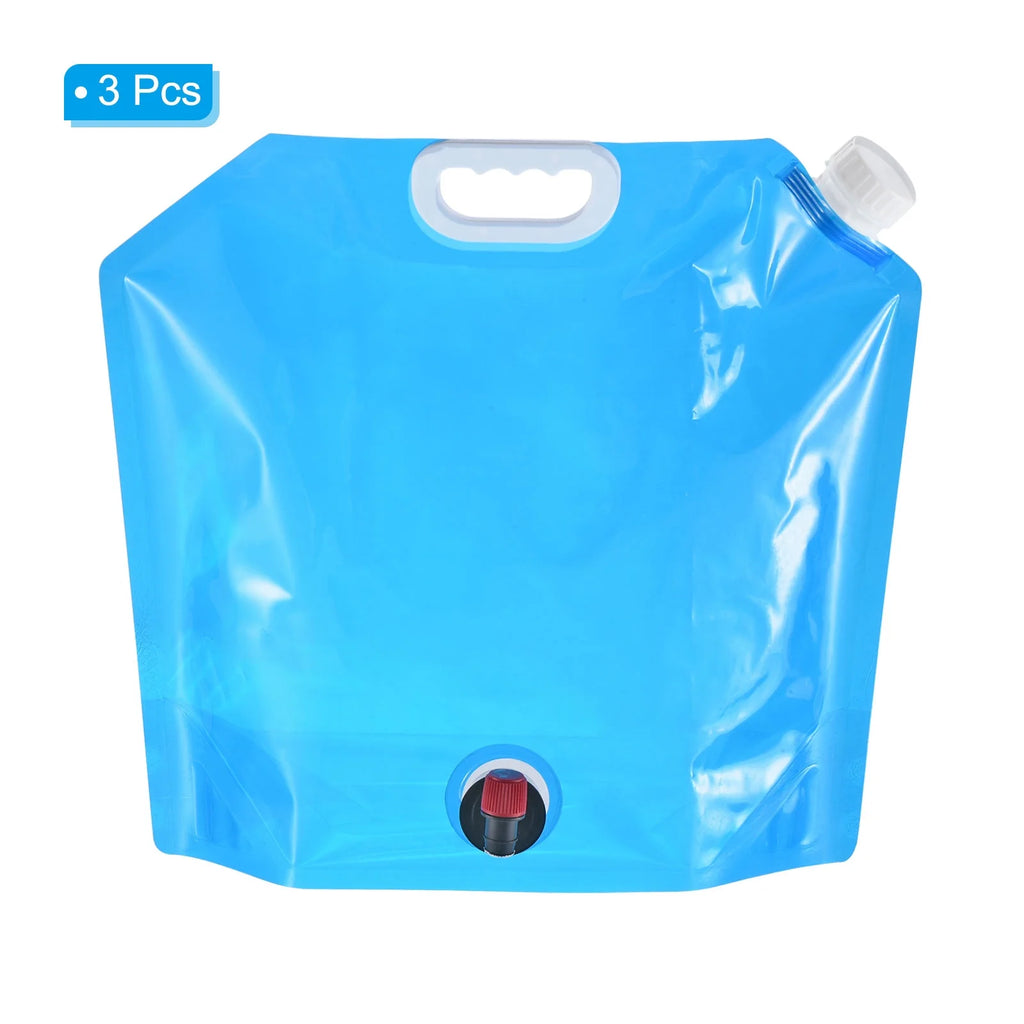 10L Collapsible Water Container Bag with Spigot, 3 Pack Blue O696844