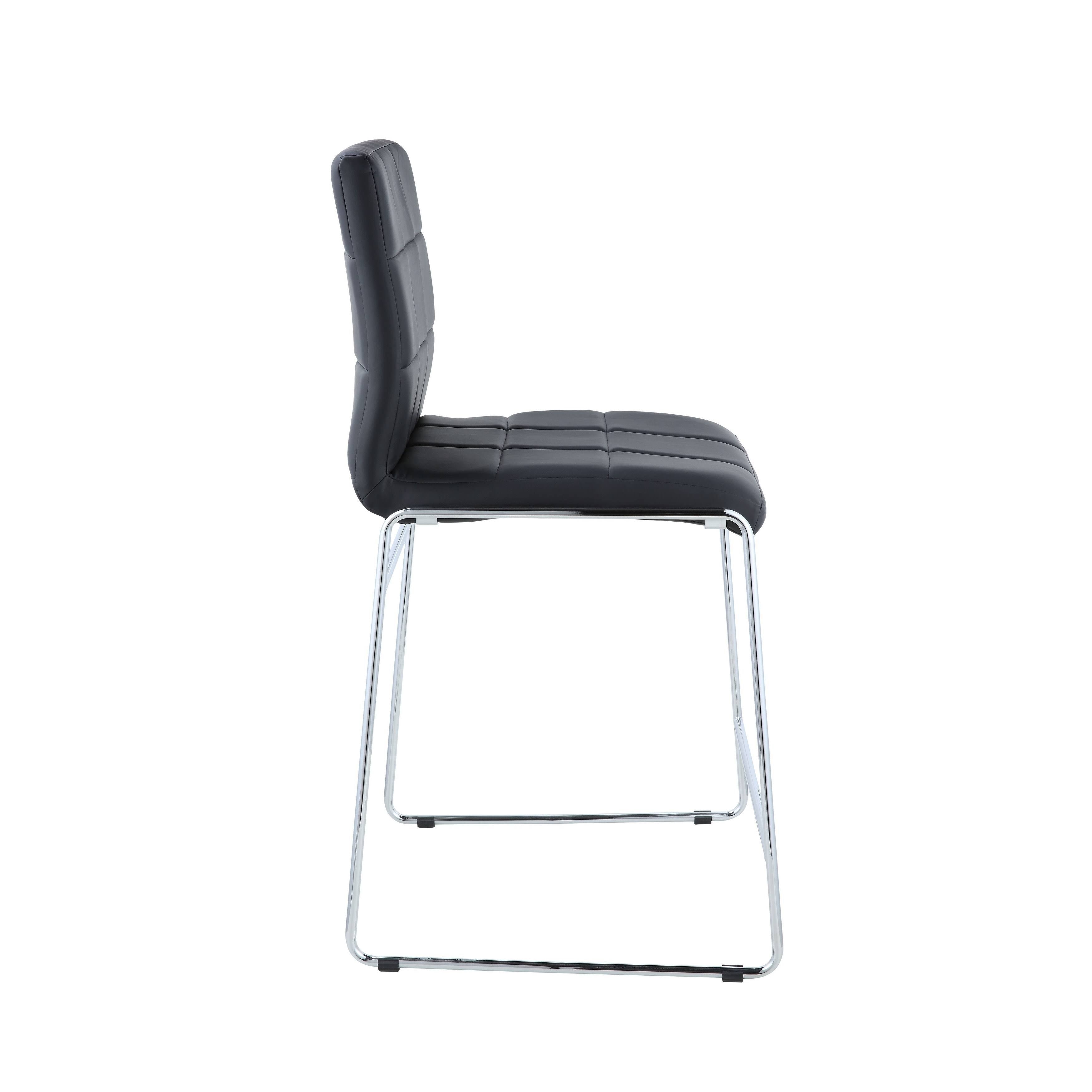 Black PU Chrome Counter Height Chair Set of 2 M252
