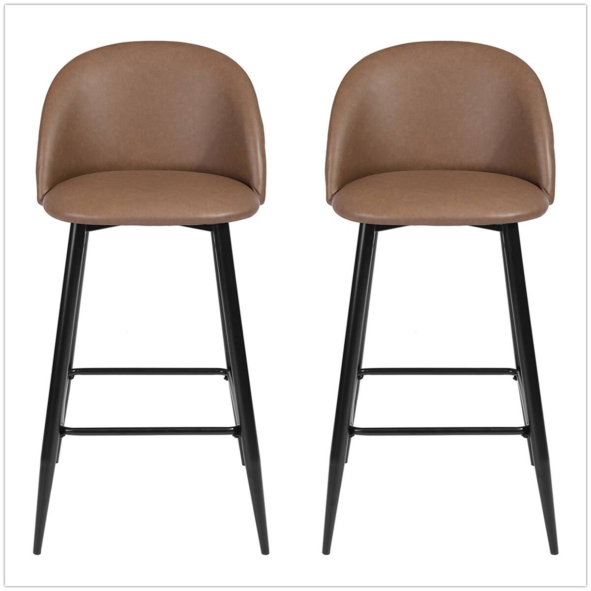 Mid-Century Modern Counter Stools (Set of 2) Brown T251871