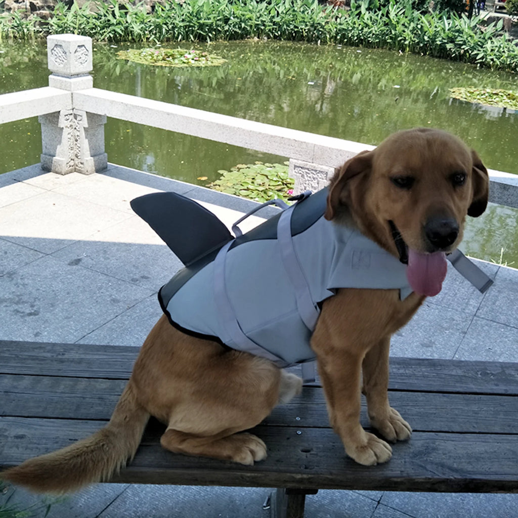 Dog Pet Shark Swimsuit Vest Safety Wear I5955