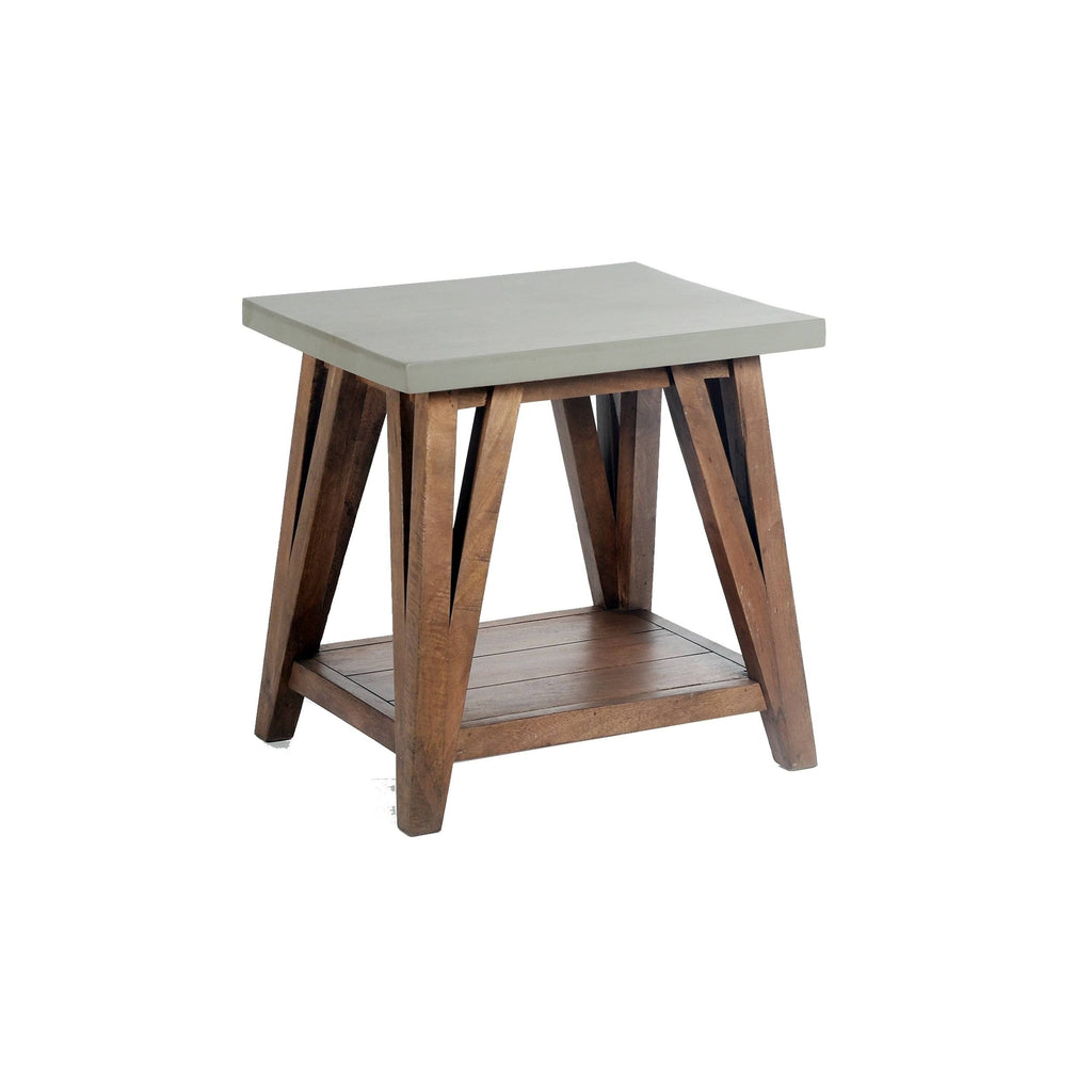 Concrete Coated-Top Wood End Table R9483