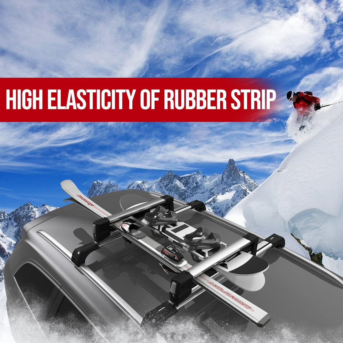 Universal Ski & Snowboard Car Rack with Anti-Theft Lock, 35 Fits Up to 6 Pairs of Skis or 4 Snowboards M390