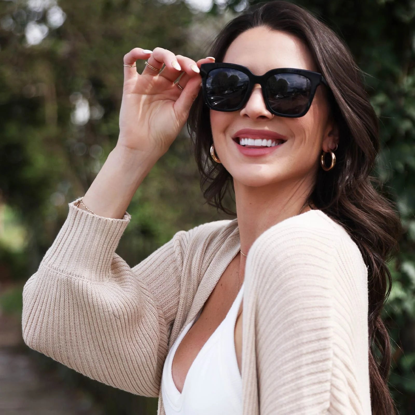 Oversized Polarized Sunglasses Black Grey V10613